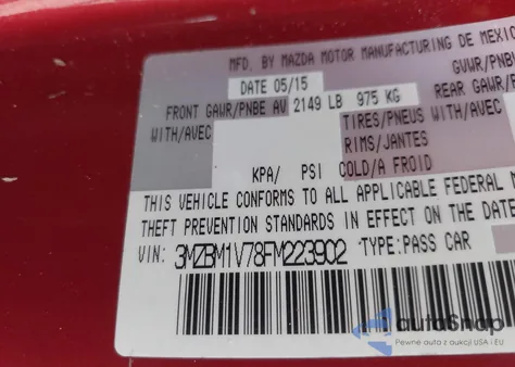 2015 Mazda Mazda3 I Touring from USA, damaged, VIN 3MZBM1V78FM223902